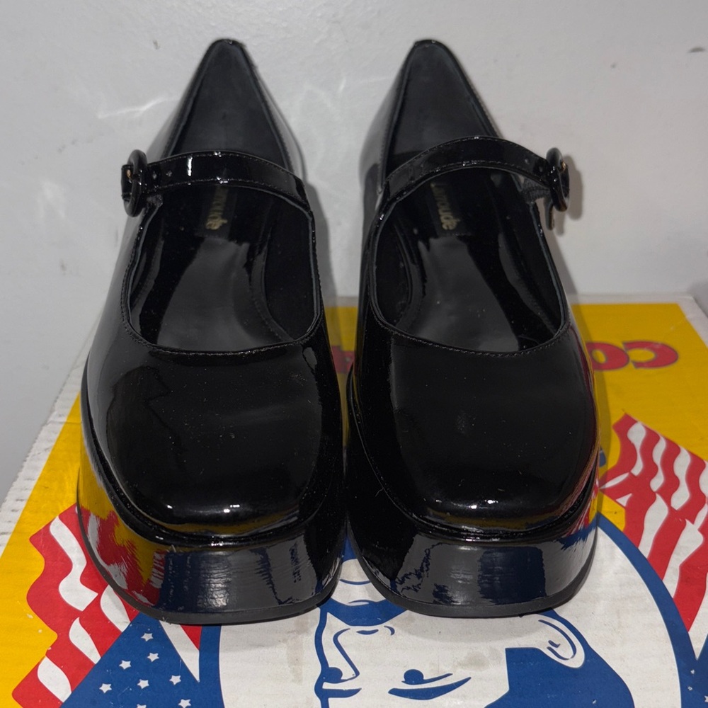 Larroude Black Patent leather Platform Shoes size 7.5 - Picture 2 of 7
